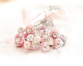 Custom Color, Bouquet Jewelry Bundle, Wedding Flower Picks, Flower Jewelry, Pink