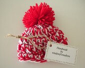 Baby Hat Infant Valentines Day Crochet Thick Soft Newborn Photography Prop Red White Pom Pom FREE SHIPPING