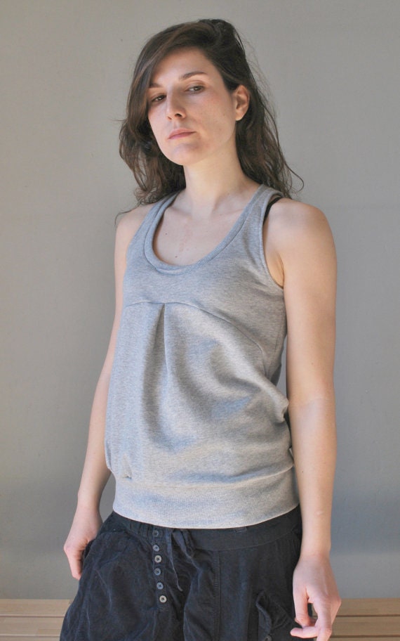 Grey Tank NANA Women shirt blouse /   Gift for her / Women fashion