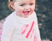 Shabby Heart Shirt or Onesie for Baby Girl, Toddler, Child. Personalized Baby Shower Gift with Name. Embroidered Infant bodysuit. Handmade