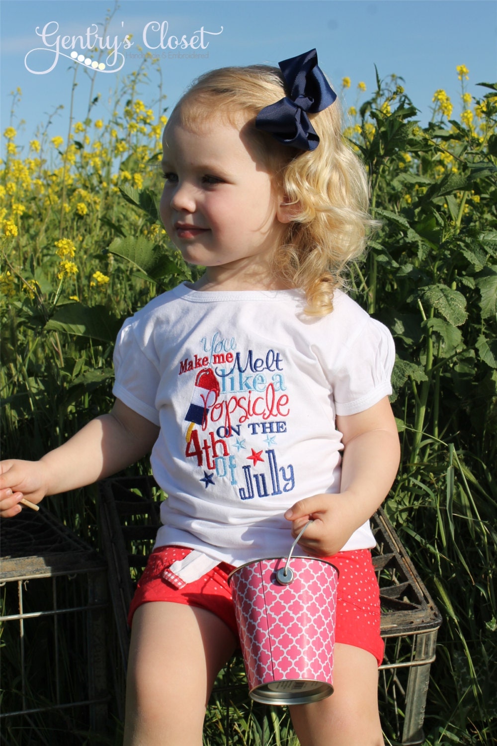 You Make Me Melt Like a Popsicle on the 4th of July Shirt or Onesie. Baby girl, toddler, little girl. Patriotic, USA, Red, White, Blue.