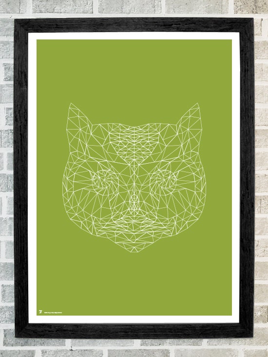 Owl head geometric triangles print 11 X 16