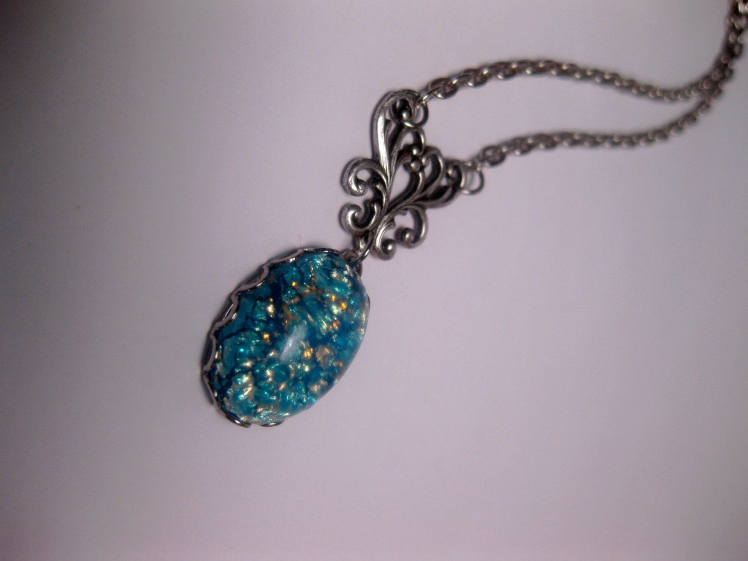 Aqua Turquoise Opal Pendant Necklace