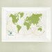 Personalized Wedding Gift World Map - Vintage Style - Customized Locations and Colors - 12x18 Art Print