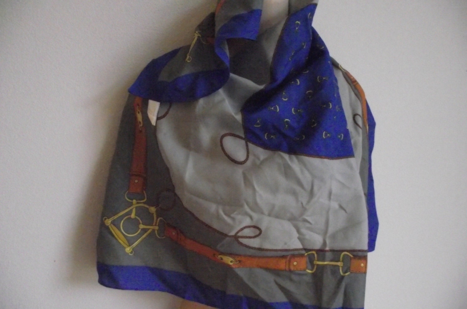 Vintage scarf country western equestrian horse print 31" square