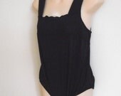 Vintage teddie leotard camisole black stretch cotton L XL