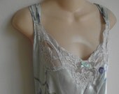 Vintage nightgown  silky chemise style floral & lace L XL