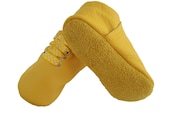 Lambswool lined sunshine yellow soft sole leather baby and children's shoes, slippers, booties, crib shoes