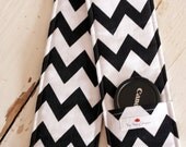 DSLR Camera Strap Cover- lens cap pocket and padding included- Black and White Chevron