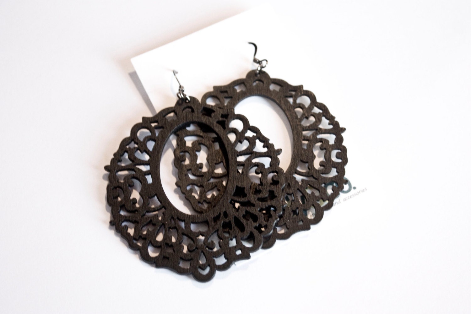 Round Black Wooden Dangles
