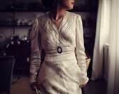1940's Silk Wedding Dress - Soft Elegant Cream Brocade Size M