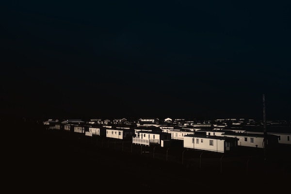 Floating - white houses floating in a black sea - 8x12 print on thick high-quality paper