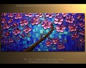 48" x 24" original painting abstract painting large painting from Paula Nizamas blue,purple and black impasto ready to hang