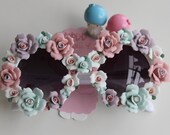 CUSTOM Ceramic Floral Couture Sunglasses- Round Frames with Wraparound Flowers