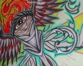 tattoo torch painting: watercolor and pencil tattoo flash, 11x14"