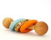 Baby Rattle - Personalized Baby Toy - Wooden Rattle - Waldorf - Teething Toy