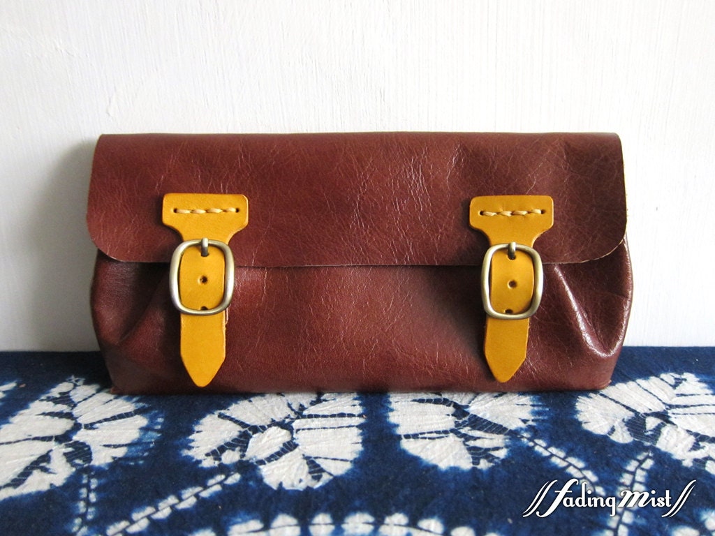 Leather Double Magnet Long Wallet with Zipper Pocket