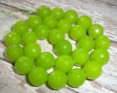14mm Jade Chartreuse Green Faceted Round (6)