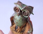 Cute little owl , nome decor , ceramic figurine , fan art. Symbol of wisdom.