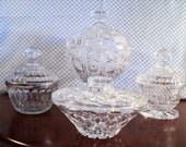 Crystal Apothecary Jars, Crystal Candy jars set of 4, Wedding or Home Decor Accents