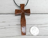 Large Wood Cross Pendant - African Bubinga & South American Bloodwood
