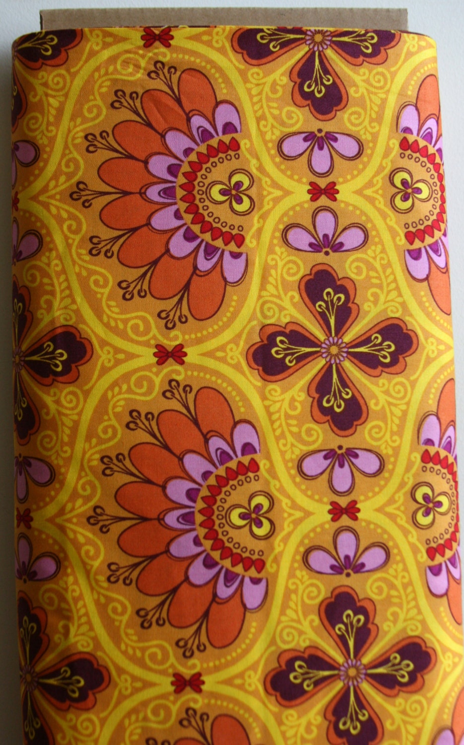 Organic "Rhapsody" in Lemon from New Leaf Collection by Daisy Janie - ONE FAT QUARTER Cut