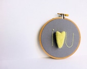 I Love You Embroidery Hoop Wall Hanging in Gray and Green with Felt Heart