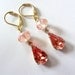 Vintage Rhinestone Earrings in Peach