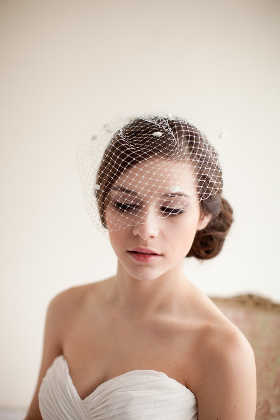 Birdcage Veil, Dotted Birdcage Veil, Blusher Veil, Mini Birdcage Veil, Wedding Veil, Polka Dot Veil - Marilyn  MADE TO ORDER