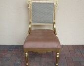 Gold eastlake chair light brown velvet green brown back