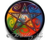 Pentacle Of Elements - Talisman Amulet  Pendant Tile - Witch Wiccan Pagan