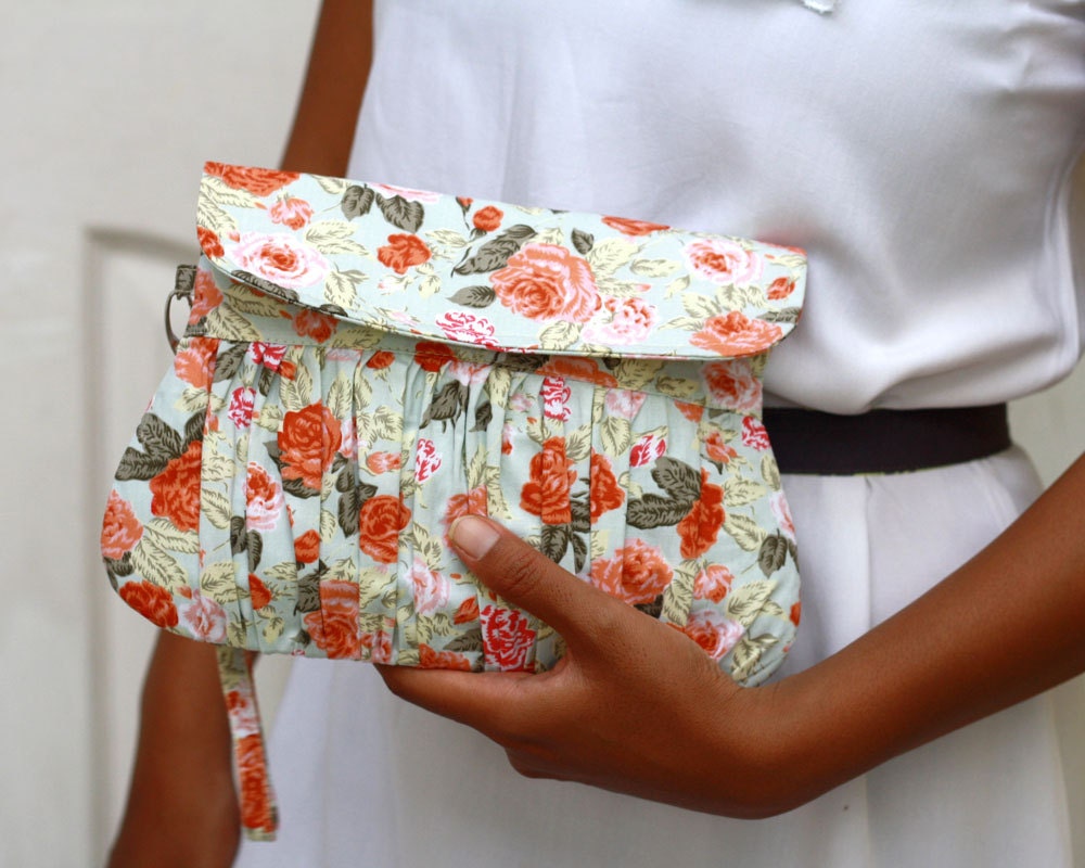 Pleated Clutch in classic tea rose orange