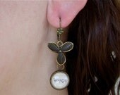 Elven Earrings - Quenya and Blossom Dangle in Brass - Brave and Beautiful - Lord of the Rings Inspired Jewelry - lotr - Middle Earth Hobbit