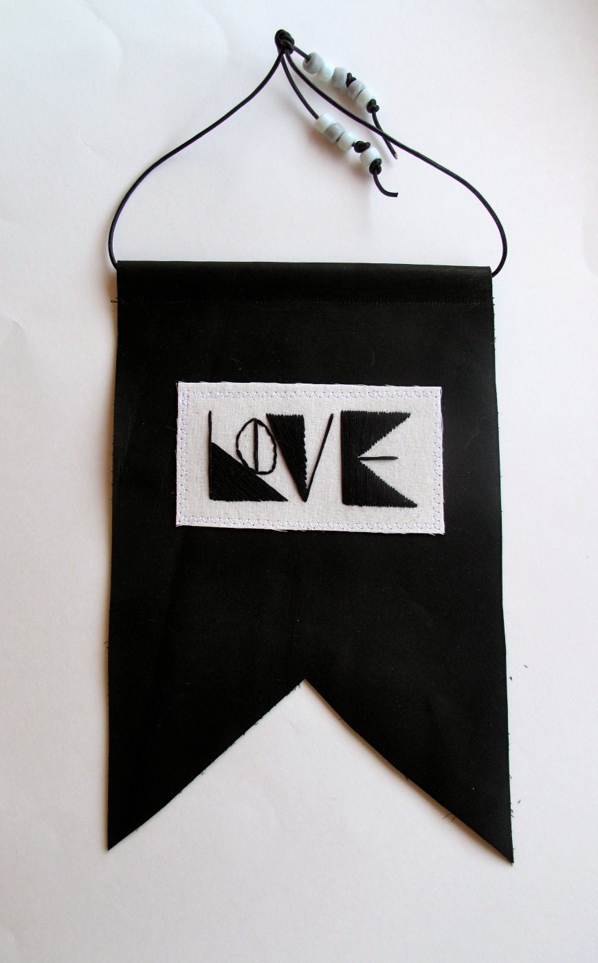 Valentine's Day banner geometric love on black leather wall hanging banner home decor