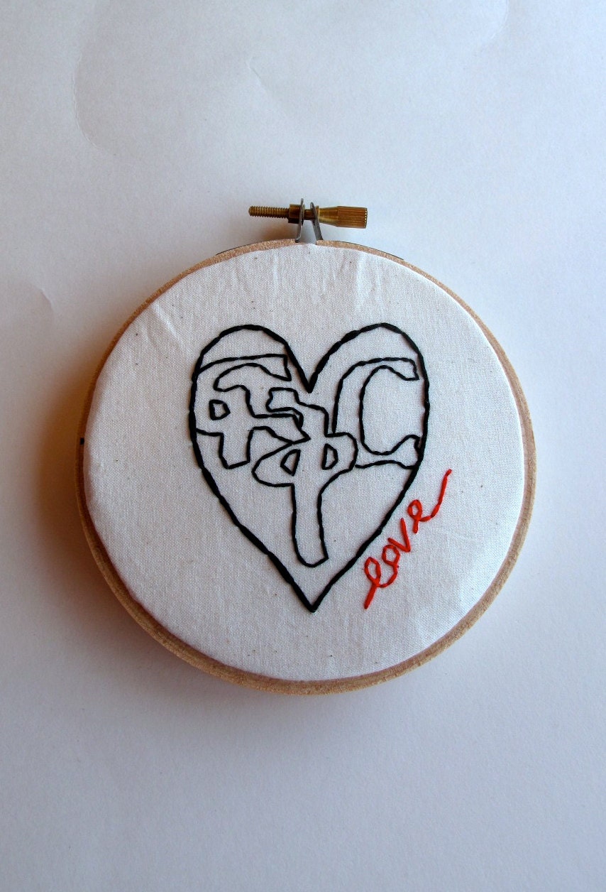 Ethiopian heart  Amharic word for love, "Fikir" for Valentine's Day hoop art home decor