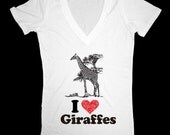 Choose any I love design from our Shop printed on V-Neck Shirt - Super Soft Cotton T-Shirts for Women