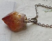1 Piece of 0.525" x 0.725" Raw Citrine Point Pendant  With Platinum Plated Necklace (6) (tm.)