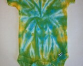SALE - Blue, Yellow & Green Tie Dye Gerber Onesie (12 months)
