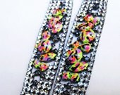 hand painted rhinestone  Neon Confetti bracelet