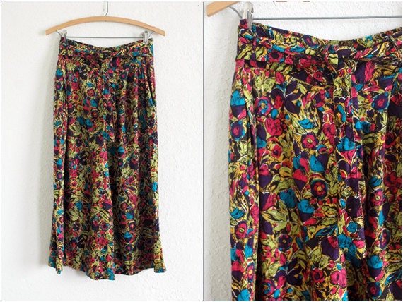 vtg 90's funky floral high waist PALAZZO pants