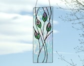 Contemporary Floral Rosebud Stained Glass Panel B
