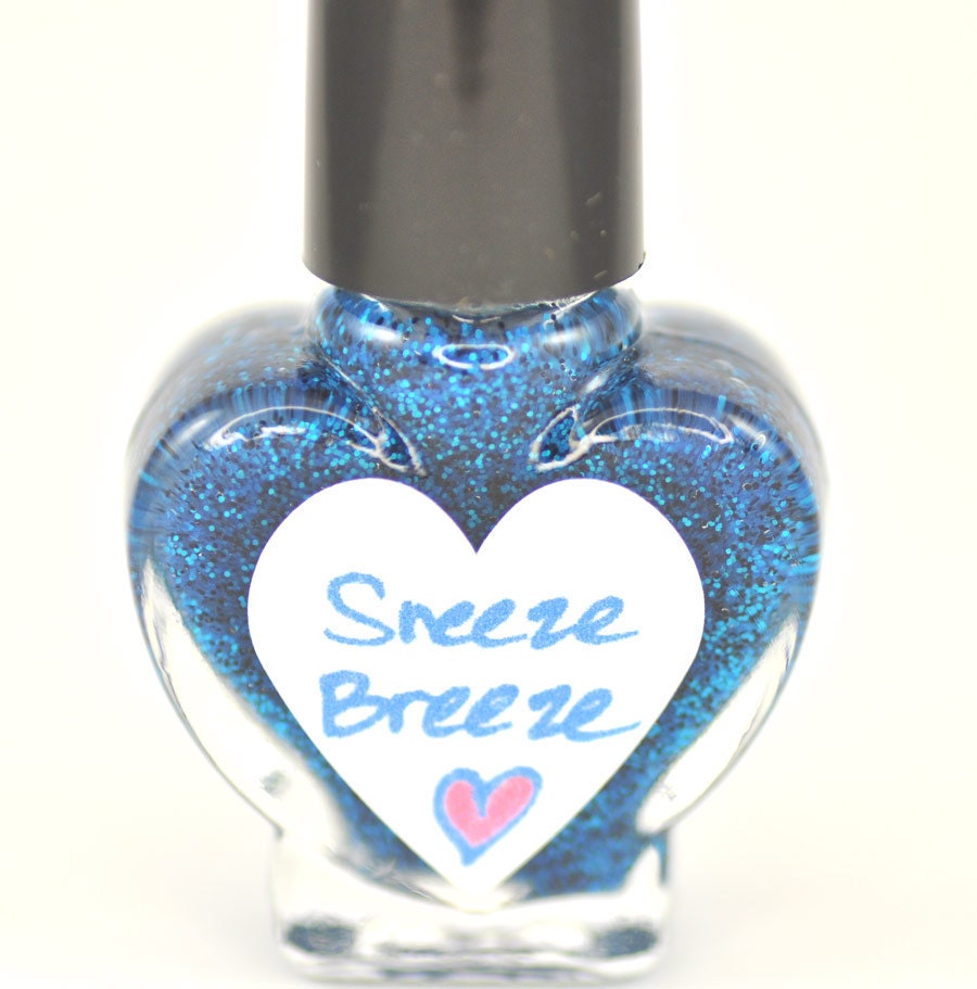 Sneeze Breeze Black and Blue Glitter Nail Polish 5ml Mini