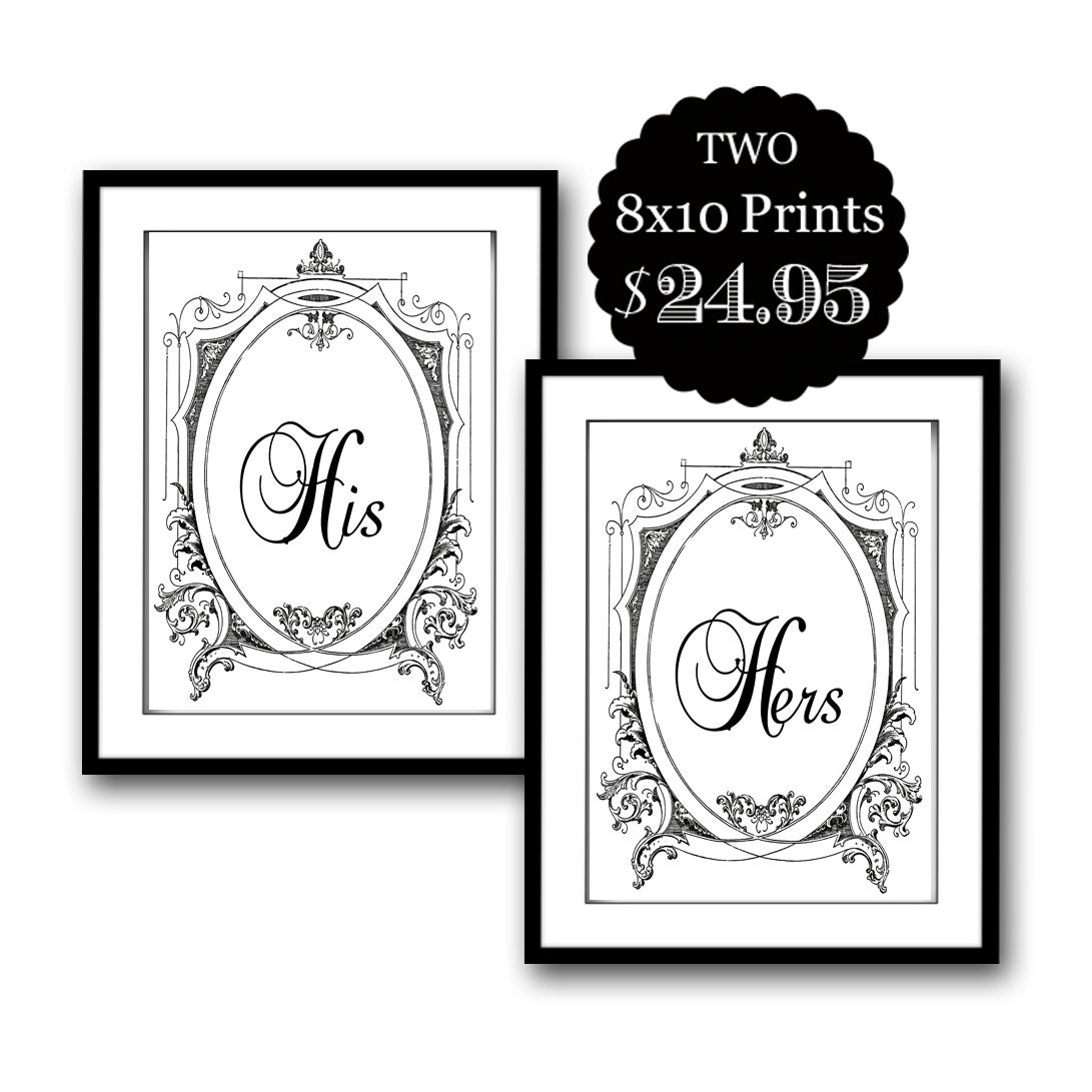 wedding mrs typography print poster art set black white 8x10 home decor gift