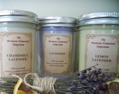 Lavender Collection 3 pack 100% soy candles lemon lavender chamomile aromatherapy spa relaxing bridesmaid gifts