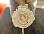 Ivory Rose Boutonniere- Made to Order Groom, Groomsmen, Sola Flower, Wedding, Wedding Flowers, Shabby Chic Wedding, Rustic Wedding