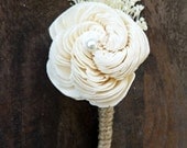 Ivory Boutonniere- Made to Order Groom, Groomsmen, Sola Flower, Wedding, Wedding Flowers, Shabby Chic Wedding, Rustic Wedding
