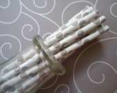Grey Polka Dot Straws (60) - Grey Paper Straws With Printable Flag Pennants