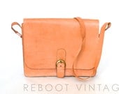 Vintage Raw Leather Messenger Bag - Light British Tan - Handmade