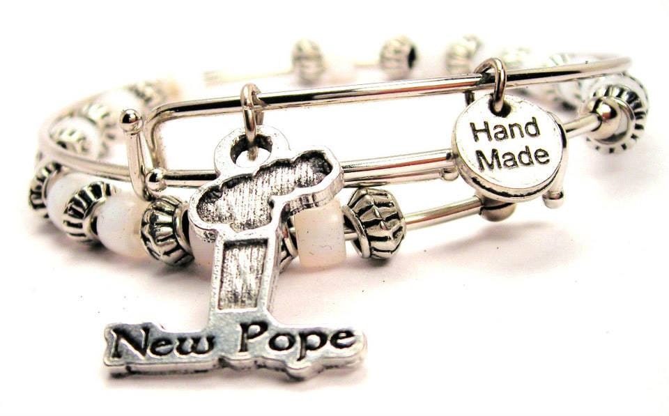 New Pope Set of two beaded bangles charm bracelet