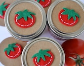 Mason Jar Gift Label: 6 TOMATO Felt Regular and Wide-Mouth Mason Jar Toppers